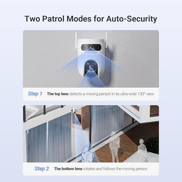 EZVIZ by Hikvision|H9C Dual-Lens(5MP+5MP) Pan & Tilt Wi-Fi Camera|Two-Way Talk|AI-Powered Human/Vehicle Detection|Active Defense with Siren and Strobe Light|Weatherproof Design|Upto 512GB Support - Image 2
