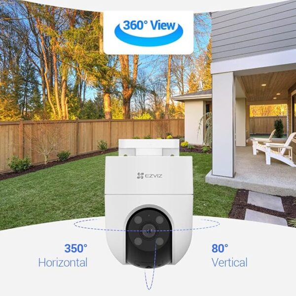 Ezviz by Hikvision H8C 2MP Outdoor Pan & Tilt Wi-Fi Camera|Color Night Vision|360° Coverage|Auto-Tracking|Two-Way Talk|Weatherproof Design|Supports MicroSD Card (Up to 512 GB)|White - Image 3