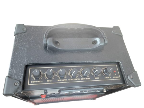 CUBE With Wireless Mic PA-System By VIVAANELECTRO, Three Mic Inputs, Portable & Rechargable, Auxiliary Input, 220V AC Power, Built-in Line Out Socket, Extra Speaker AC/DC, Full Function Remote, Compact & Durable Design - Image 3