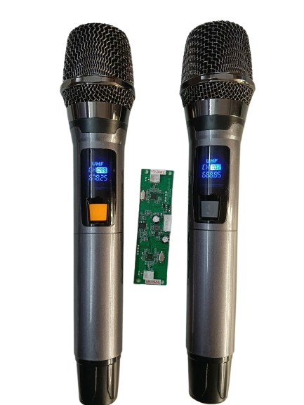UHF DOUBLE Cordless Mic With Display, UHF Frequency Range, Wireless Operation, Clear Audio Quality, Battery Powered, Easy Setup, Durable Build